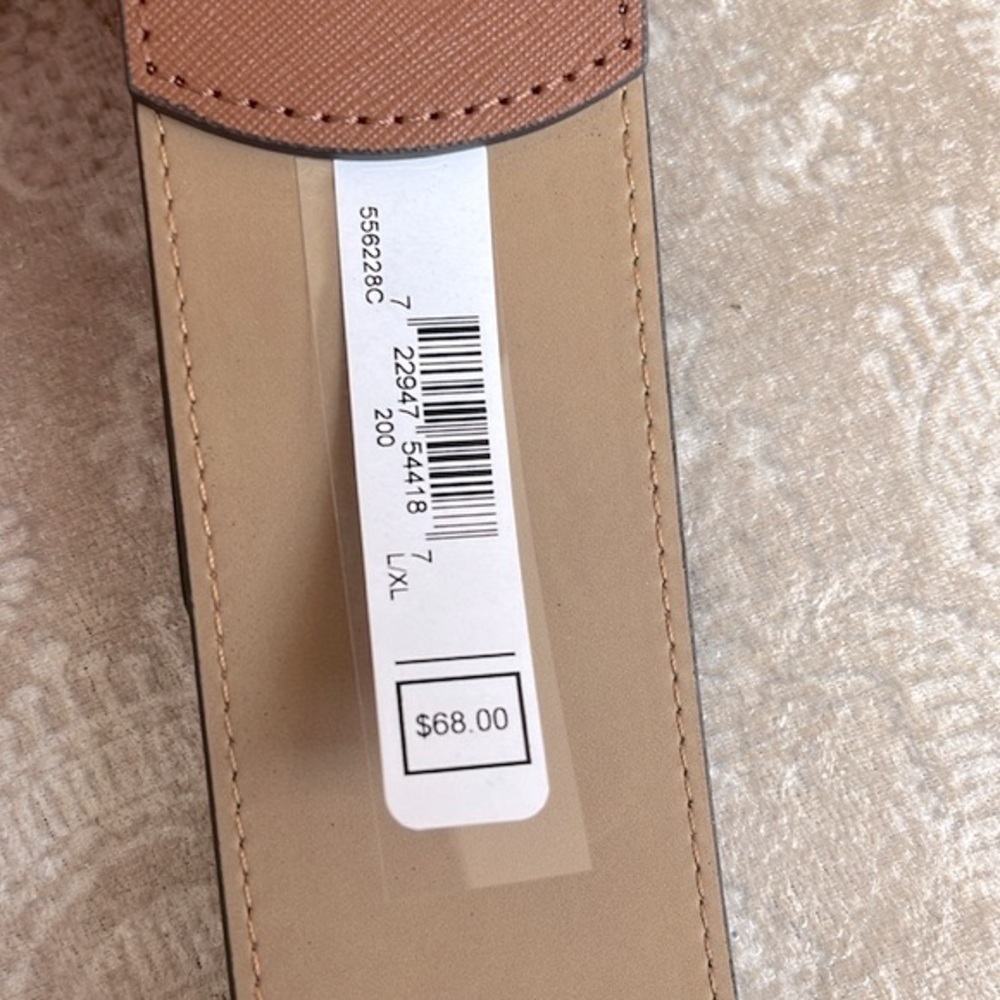 Brand New Michael Kors Genuine Leather Wide Strap Belt Elastic Stretch Cognac - Picture 10 of 15